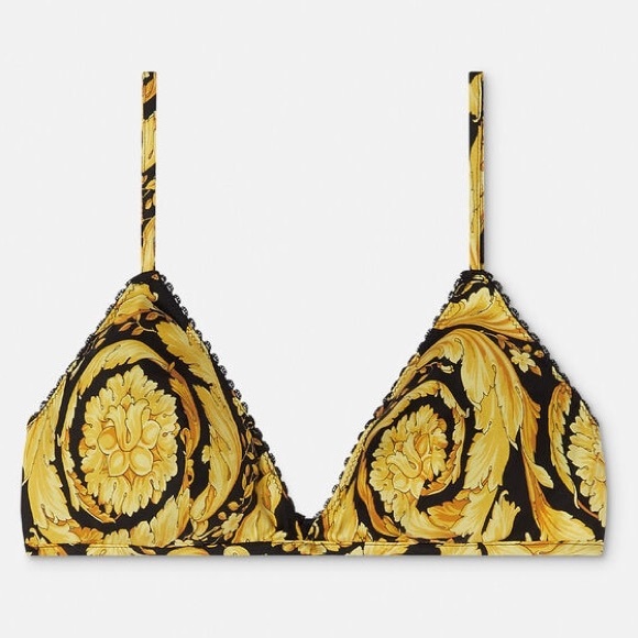 Versace Other - VERSACE Barocco Print Silk Bralette Size 2 NWT